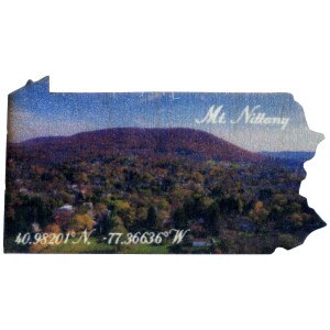 magnet PA state shape Mt Nittany with coordinates